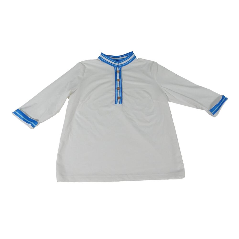 Gretchen Scott Tunic 3/4 Sleeve 1/2 Button Up Shirt Women's Large